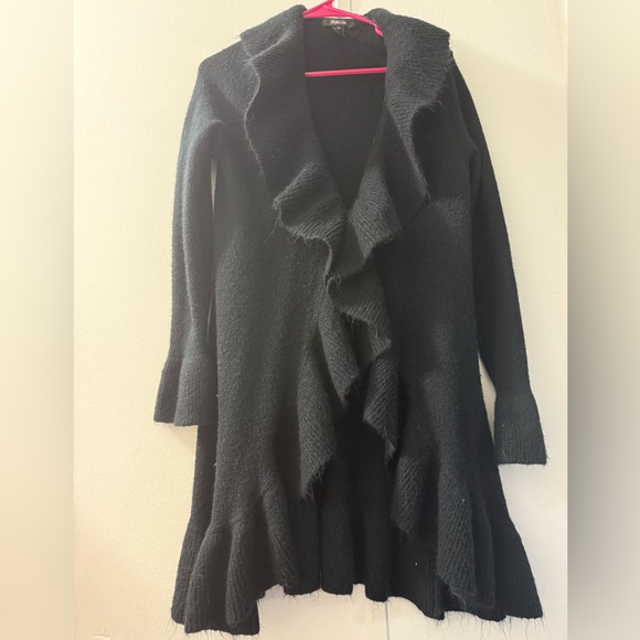 Style & Co. Black Ruffle-Front Open Cardigan - Picture 2 of 6